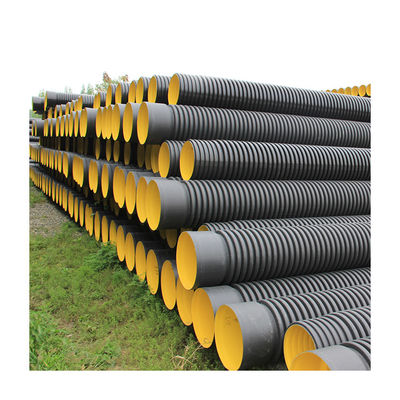 Pipa Drainase HDPE Bergelombang Hitam SN8 6M Baja Diperkuat